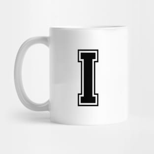 Initial Letter I - Varsity Style Design - Black text Mug